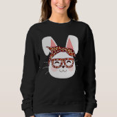 Bunny face Cool Easter Bunny with Glasses Easter Sweatshirt (Vorderseite)