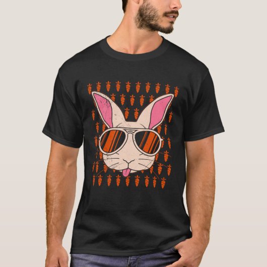 Bunny face Cool Easter Bunny with Glasses Easter T-Shirt (Vorderseite)