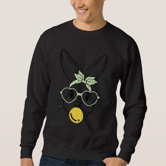 Bunny Face Floral Glasses Bubble Gum Easter Day Sweatshirt (Vorderseite)