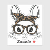 Bunny Face Leopard Brille Osterfest Mädchen Kinder Aufkleber (Blatt)