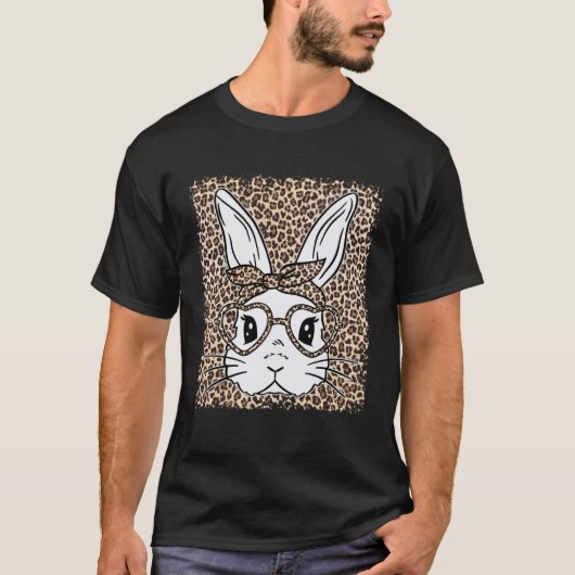 Bunny Face Leopard Glasses Bubble Gum Easter Day G T-Shirt (Vorderseite)