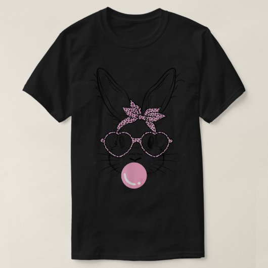 Bunny Face Leopard Glasses Bubble Gum Easter Day G T-Shirt (Design vorne)