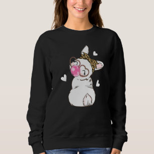 Bunny Face Leopard Glasses Herz Headband Happy Ea Sweatshirt