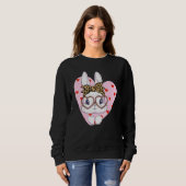 Bunny Face Leopard Glasses Rotes Herz Happy Oaster Sweatshirt (Vorne ganz)