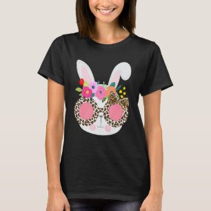Bunny Face Leopart Print Easter Basketball Stuffer T-Shirt