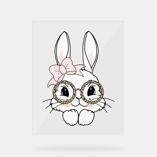 Bunny Face Oaster Animal Print Gläser Spring Acrylschild (Vorderseite)