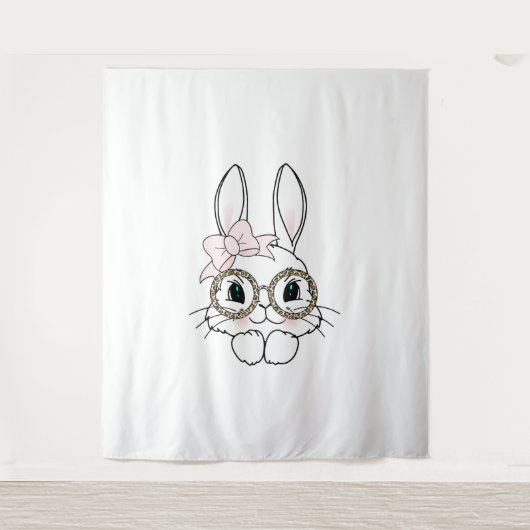Bunny Face Oaster Animal Print Gläser Spring Wandteppich (Vorderseite)