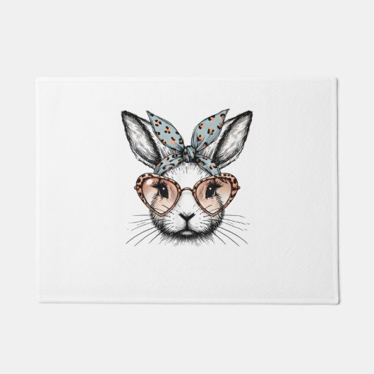 Bunny Face Oaster Leopard Brillen Girls Niedlich Fußmatte (Vorderseite)