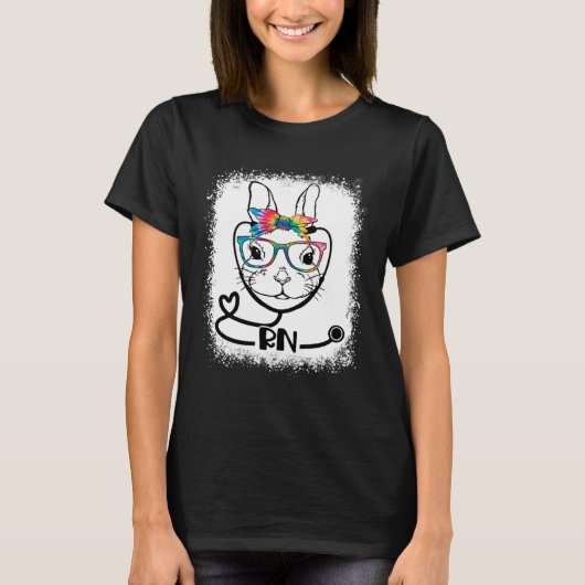 Bunny Face RN Glasses Nurse Ostertag T-Shirt (Vorderseite)