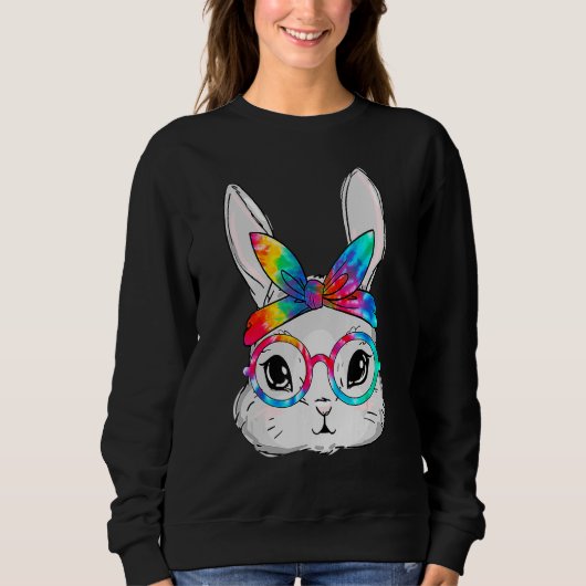 Bunny Face Sonnenbrille Gefärbte Krawatte Brille H Sweatshirt (Vorderseite)