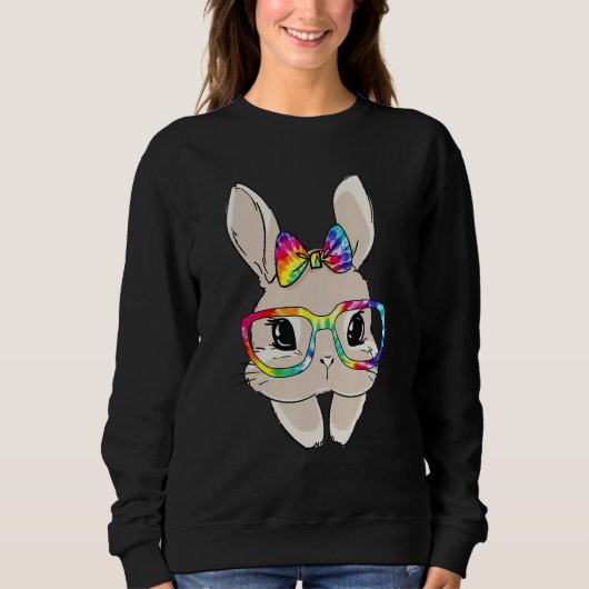 Bunny Face Sonnenbrille Gefärbte Krawatte Brille H Sweatshirt (Vorderseite)