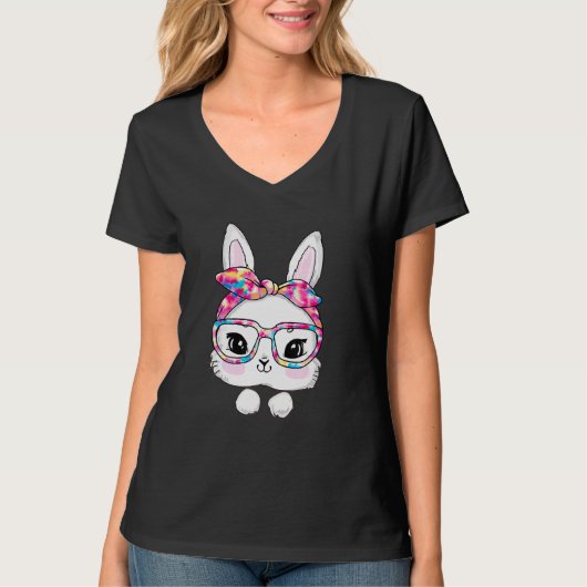 Bunny Face Sonnenbrille Gefärbte Krawatte Brille H T-Shirt (Vorderseite)