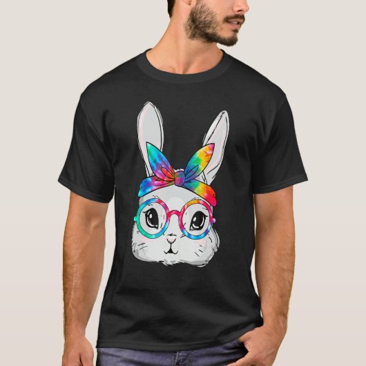 Bunny Face Sonnenbrille Gefärbte Krawatte Brille H T-Shirt (Vorderseite)