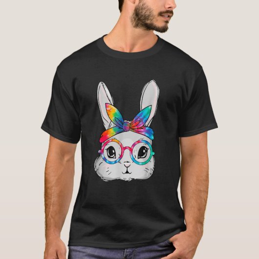 Bunny Face Sunglasses Tie Dye Glasses Headband Eas T-Shirt (Vorderseite)