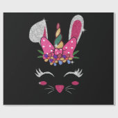 Bunny Face Unicorn Niedlich Ostern Geschenkpapier (Flach)