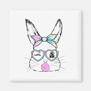 Bunny Face Wink Eyes Bandana Herz Gles Bubblegum Magnet