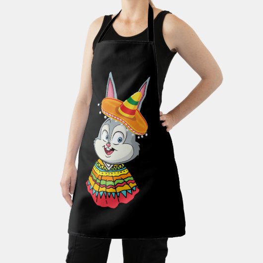 Bunny Face With Sombrero Hat Cinco De Mayo Easter Schürze (InSitu)