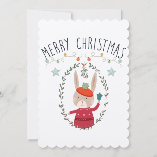 Bunny Family Christmas Scandinavier Einladung (Vorderseite)