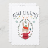 Bunny Family Christmas Scandinavier Einladung (Vorne/Hinten)