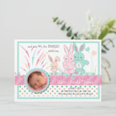 Bunny Family Foto Geburtsankündigung Ankündigung (Stehend Vorderseite)