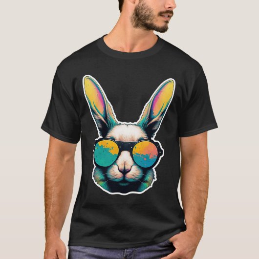 Bunny farbiges Gesicht mit Sonnenbrille für Männer T-Shirt (Vorderseite)