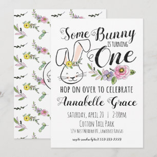 Bunny First Birthday Einladung