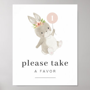 Bunny First Birthday Favor Sign Poster