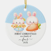 Bunny First Christmas Family 4 Keramik Ornament (Vorne)