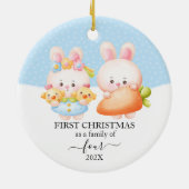 Bunny First Christmas Family 4 Keramik Ornament (Hinten)
