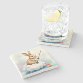 Bunny Fishing from a Cloud Steinuntersetzer (Seitenansicht)