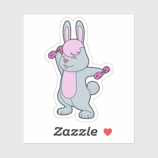 Bunny Fitness Dumbell Aufkleber (Blatt)