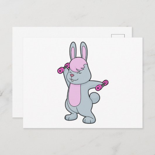 Bunny Fitness Dumbell Postkarte (Vorne/Hinten)
