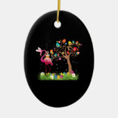 Bunny Flamingo Oster 2021 | Niedliche Flamingo Lie Keramik Ornament (Vorne)