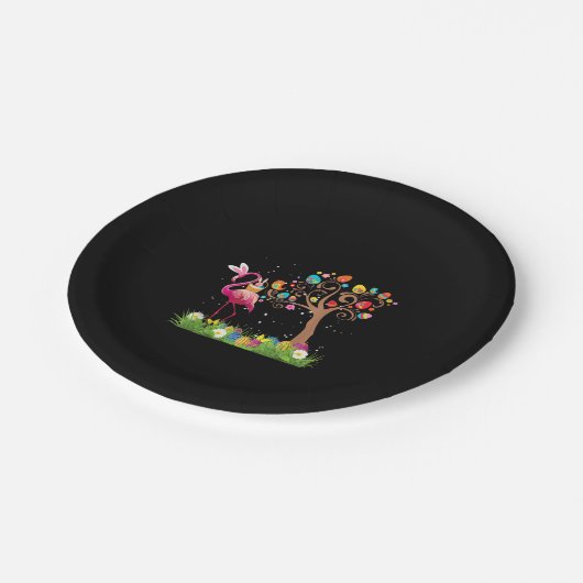 Bunny Flamingo Oster 2021 | Niedliche Flamingo Lie Pappteller (Schrägansicht)