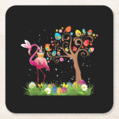 Bunny Flamingo Oster 2021 | Niedliche Flamingo Lie Rechteckiger Pappuntersetzer (Vorderseite)