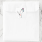 Bunny Fliegen Balloons über Niedlicher Tiere für K Quadratischer Aufkleber (Tasche)