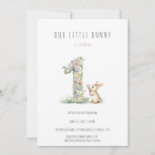 Bunny Floral 1. Geburtstag Einladung (Rückseite)