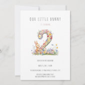 Bunny Floral 2. Geburtstag Einladung (Rückseite)