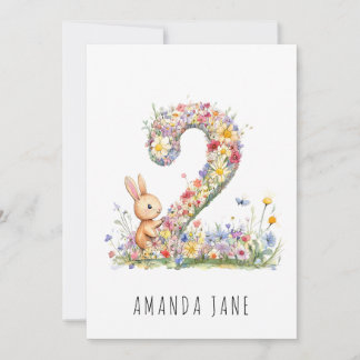 Bunny Floral 2. Geburtstag Einladung