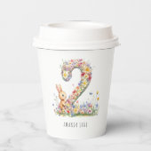 Bunny Floral 2nd Birthday Pappbecher (Rückseite)