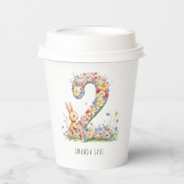 Bunny Floral 2nd Birthday Pappbecher