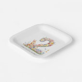 Bunny Floral 2nd Birthday Pappteller (Gewinkelt)