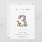 Bunny Floral 3. Geburtstag Einladung (Rückseite)