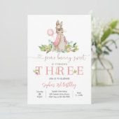 Bunny Floral 3rd Birthday Invitation Einladung (Stehend Vorderseite)