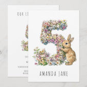 Bunny Floral 5. Geburtstag Einladung (Vorne/Hinten)