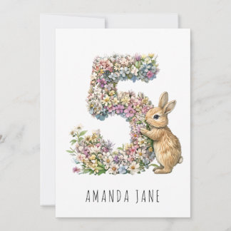 Bunny Floral 5. Geburtstag Einladung