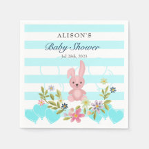 Bunny Floral Blue aquamarine Streifen Boy Baby Dus