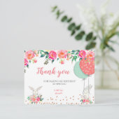 Bunny Floral Danke Karte (Stehend Vorderseite)