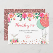 Bunny Floral Danke Karte (Vorne/Hinten)