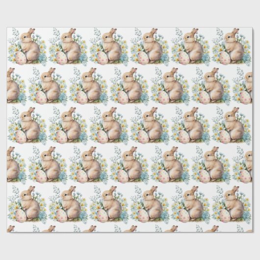 Bunny & Floral Egg Geschenkpapier (Flach)